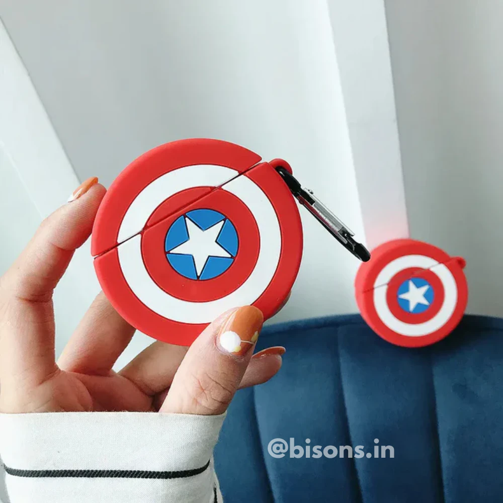 Captain America Shield Edition Airpods - Premium Silicone Case Apple Airpods Cover