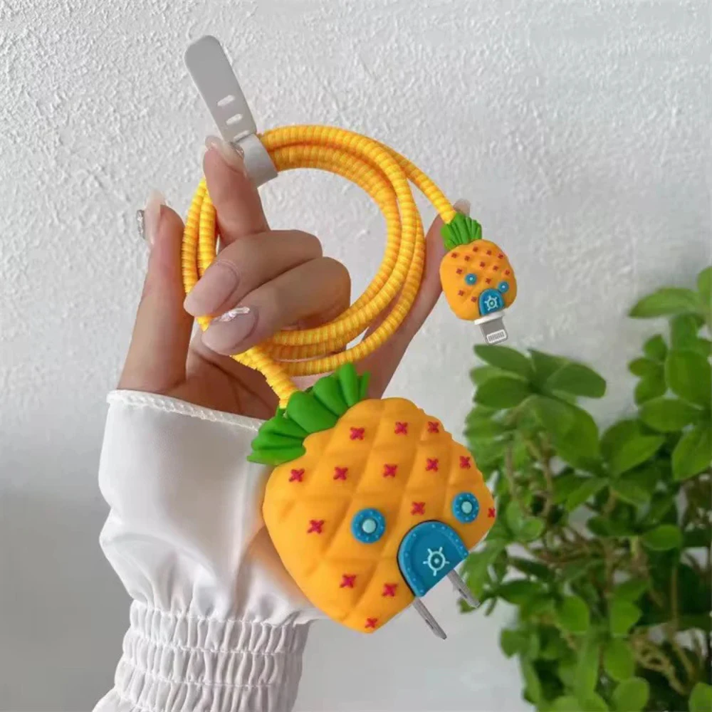Sponge Pineapple House - iPhone Charger Cover (With Wire Protector)